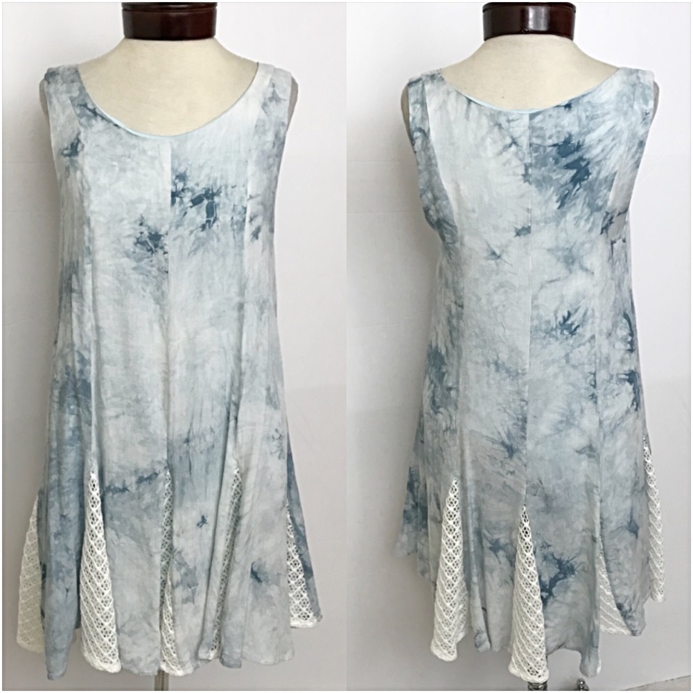 Lace Tie Dye Flowy Shift Dress SL - Picture 3 of 6